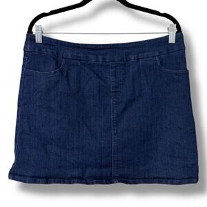 Soft Surroundings women’s size petite large denim skort pull on front pockets